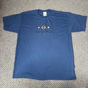 Blue Arizona graphic tee embroidered design. Gildan tag. Early 2000s t-shirt. XL